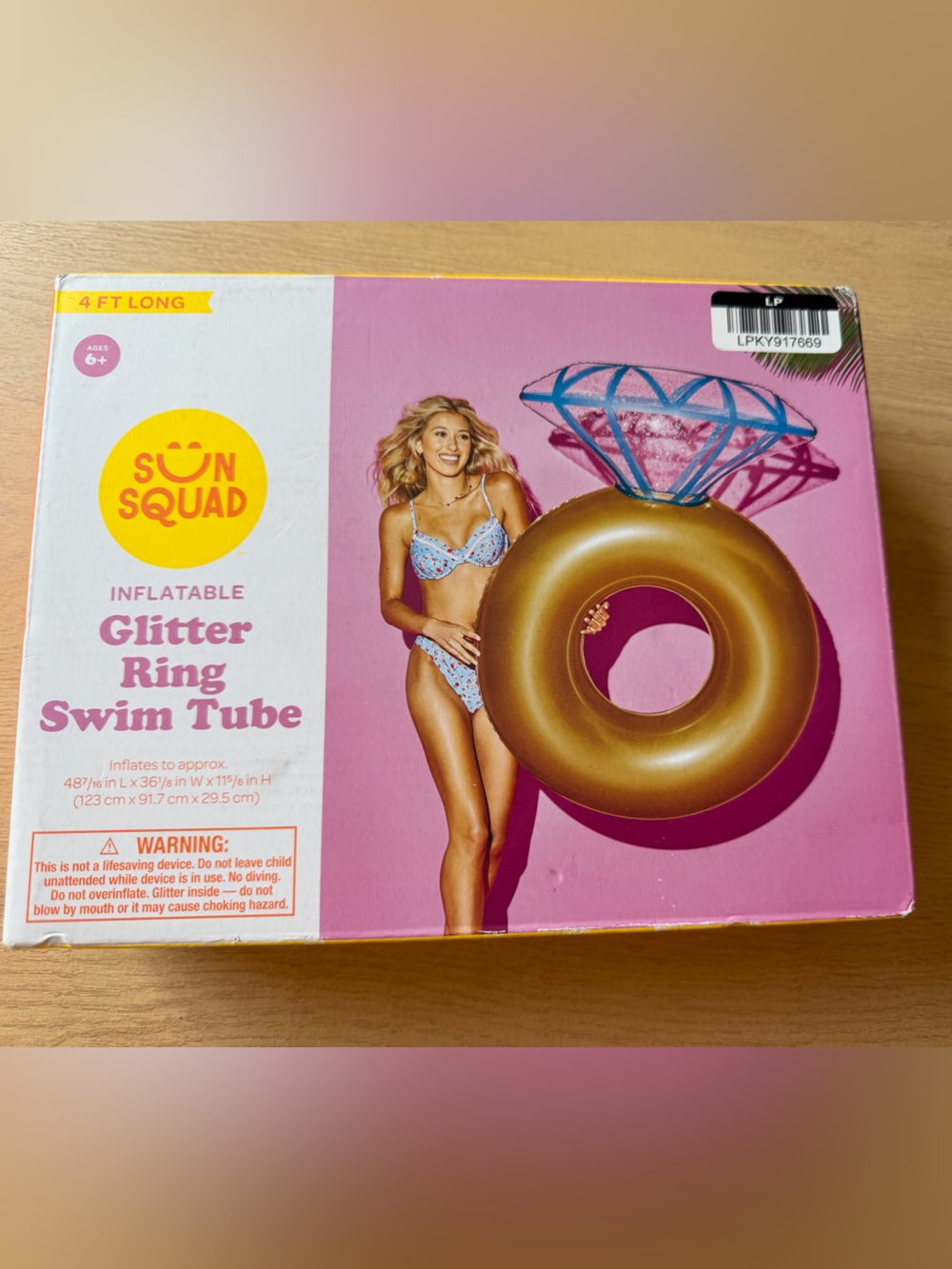 Sun Squad Gold Glitter Ring Swim Tube - Inflatable Pool Float